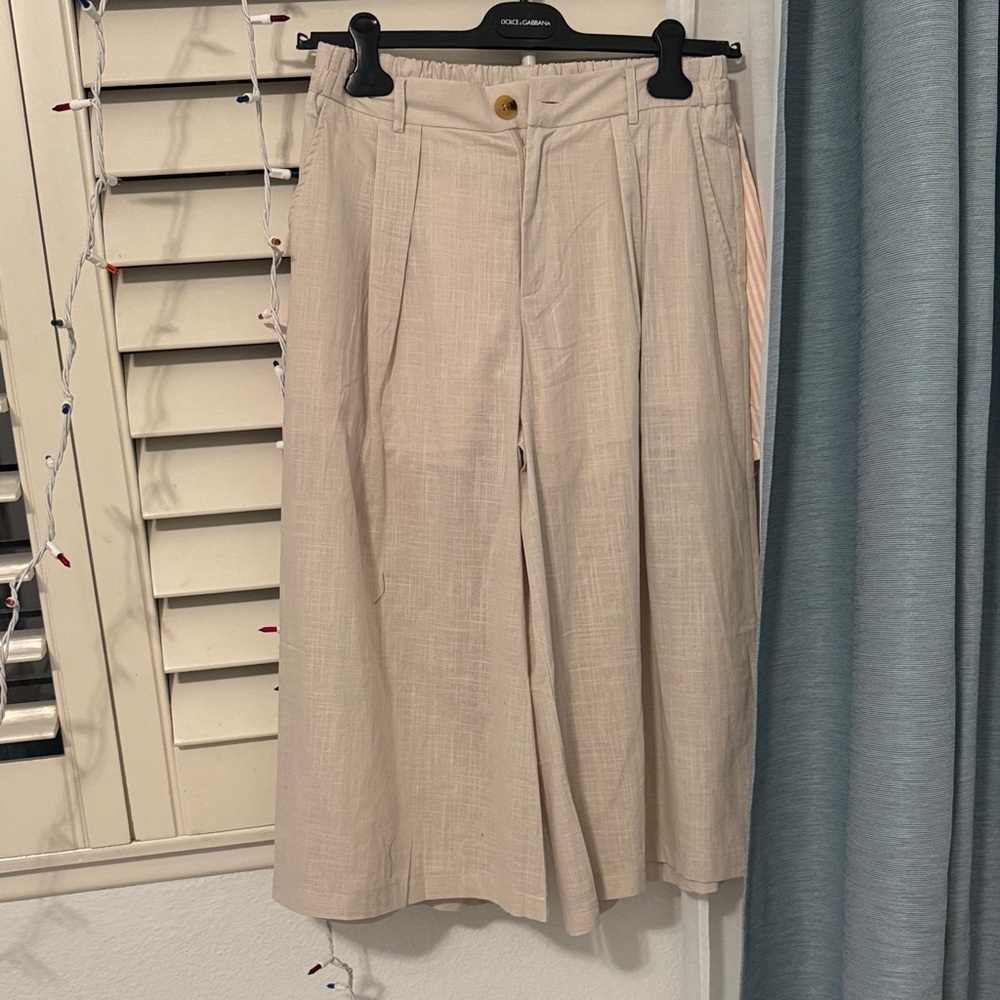 Cream Wide-Leg Pants